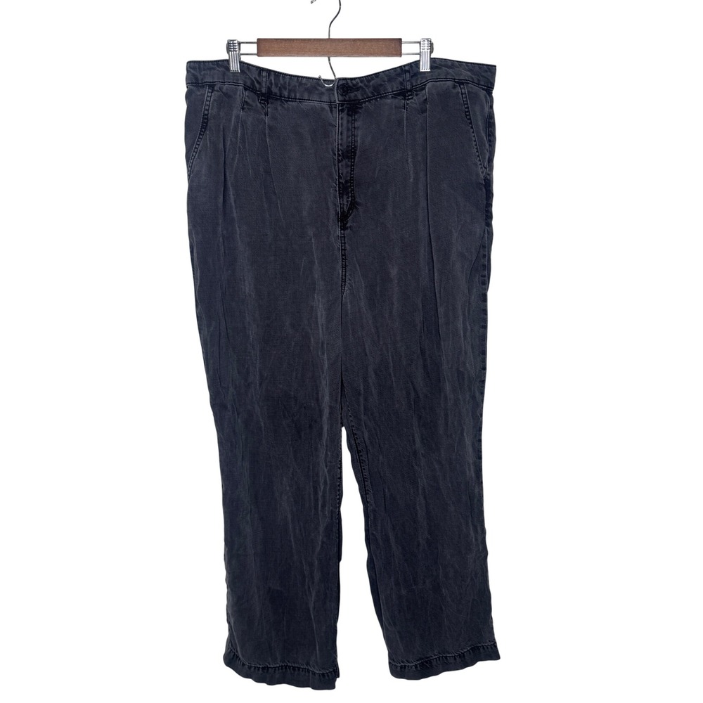 LOFT Made and Loved The Palazzo Pants Washed Black Linen Lyocell Wide Leg‎ 18 34